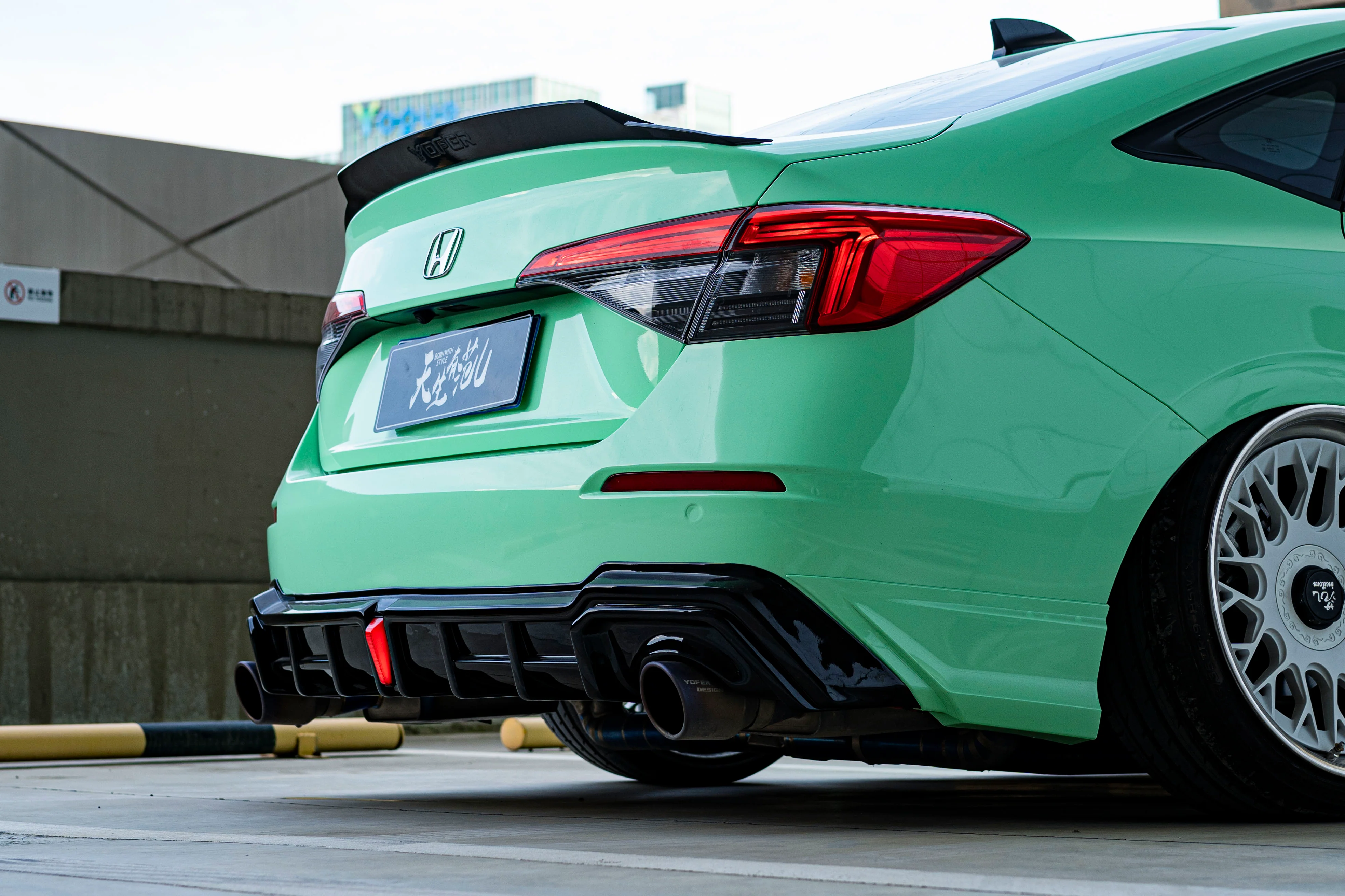 2022-2025  11th Gen Civic Sedan YOFER V2 Night Shadow Diffuser with LED 3rd Brake Light - Image 3