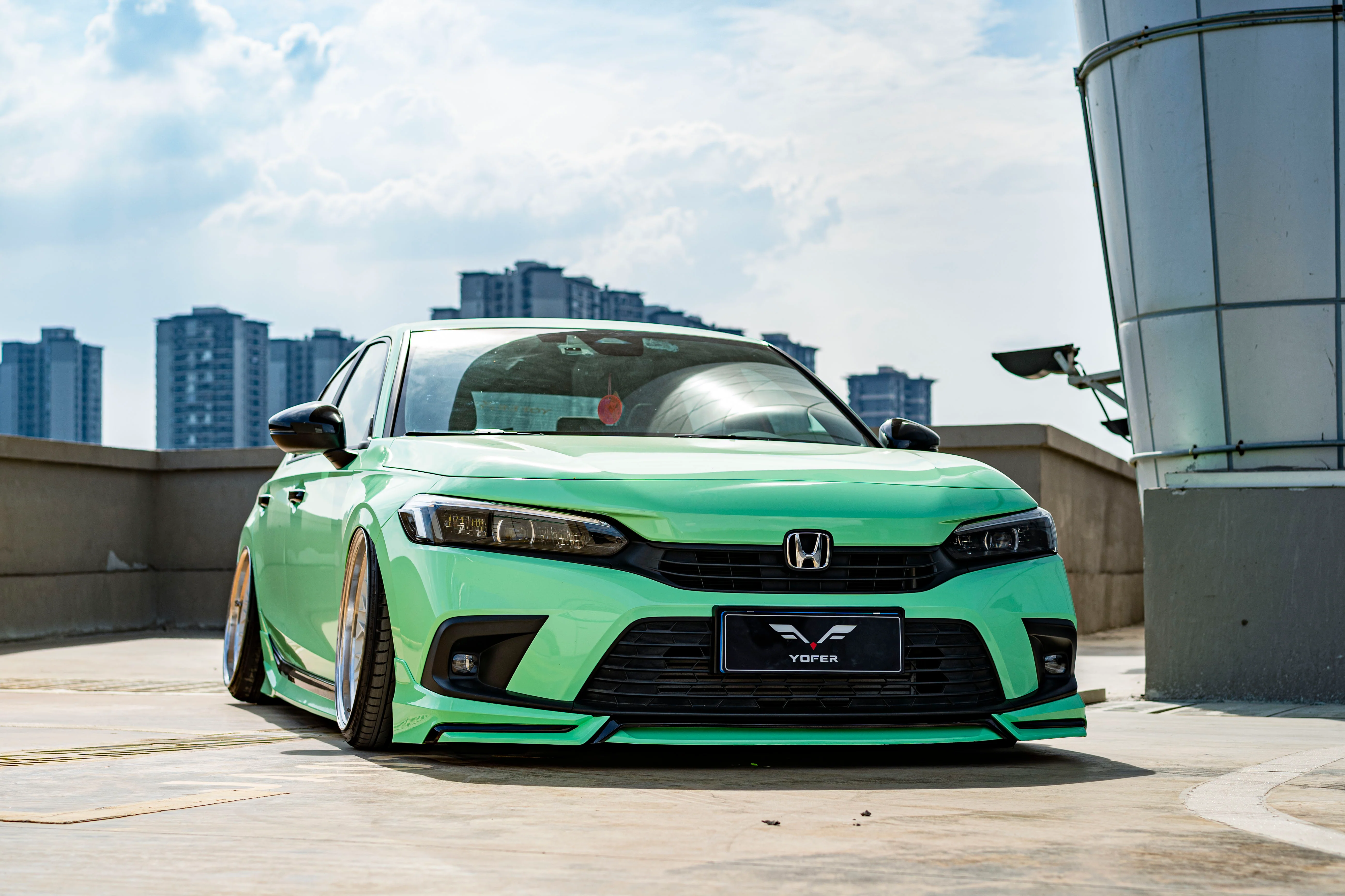 2022-2024  11th Gen Civic  YOFER V3 4 Pc Night Shadow Front Lip (Painted) - Image 3