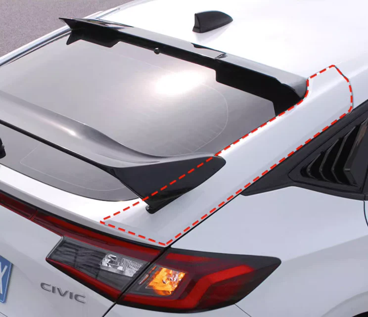 SWA 2022-2025 11th Gen Civic Hatchback Gloss Black TypeR Style Wing with Painted Panel Bases (no drilling needed) - Image 4