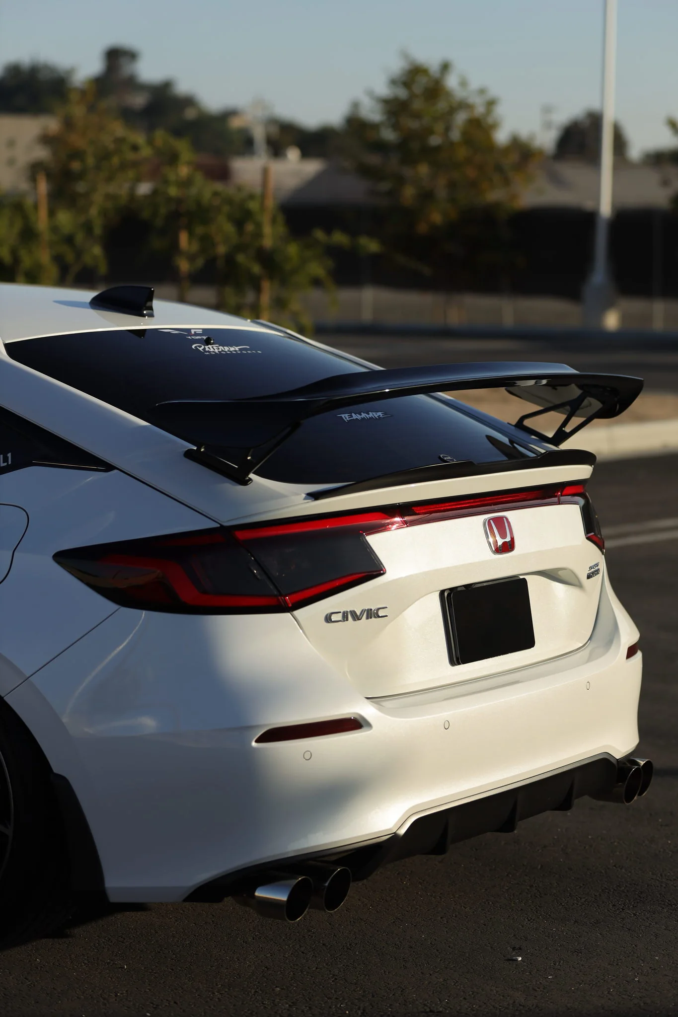 SWA 2022-2025 11th Gen Civic Hatchback Gloss Black TypeR Style Wing with Painted Panel Bases (no drilling needed) - Image 6