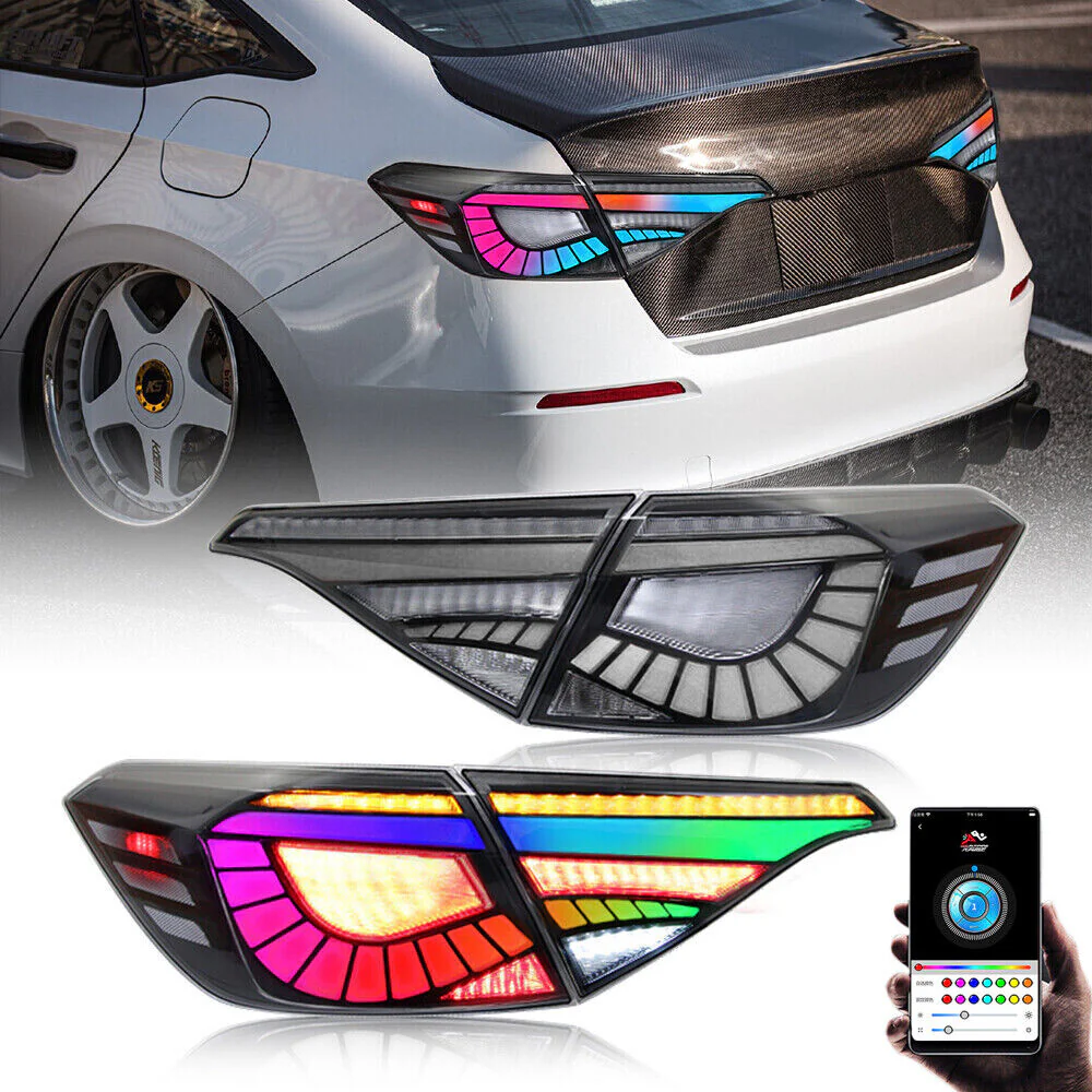 SWA 2022-2025 11th Gen Honda Civic V1 Demon Eye Sequential Tail Lights Assembly (RGB Version) With APP Control - Image 4